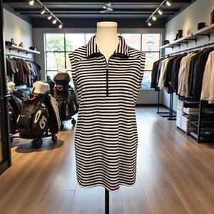 Nancy Lopez Sleeveless Golf Top Black & White Stripe Half Zip Size 1X